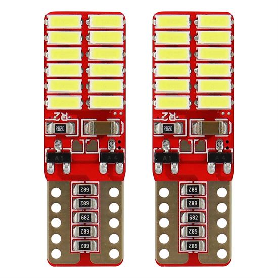 Amio - Λάμπες LED T10 W5W Καρφωτές 12/24V 2.2W 5600K με 24 SMD 4014 CANBUS για Φώτα Θέσης Πινακίδας & Εσωτερικού Φωτισμού με Ισχυρό Λευκό Φως και Χωρίς Σφάλματα - 1 Σετ (01287/AM)