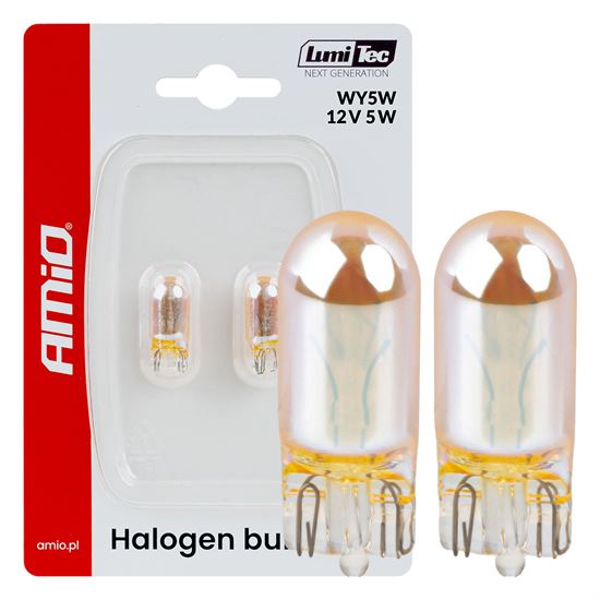 Amio – Λάμπες Αλογόνου WY5W W2.1x9.5d Καρφωτές 12V 5W Πορτοκαλί Lumitec για Φλας – Σετ 2 Τεμ. (04626/AM)