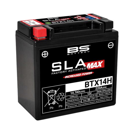 Honda BS Battery SLA MAX BTX14H 14.7 Ah 220CCA