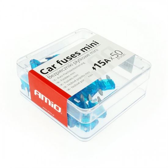 Amio Automotive Fuses Mini Plate Mini Box 50pcs 15A