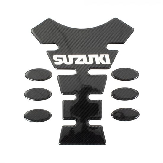 Bike It Carbon Effect Logo Spine Tank Pad Suzuki