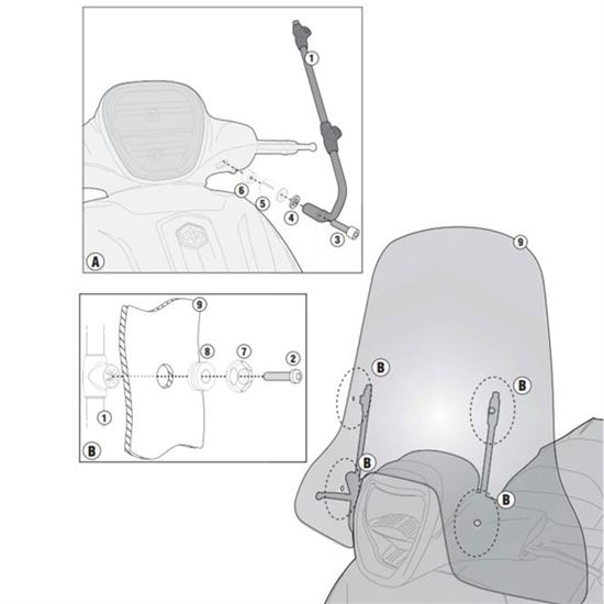Givi A5615A Κιτ ζελατίνας Για Piaggio Medley 125/150 20-22