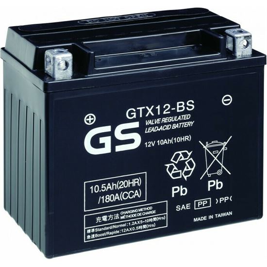 GS Motorcycle Battery GTX12-BS (YTX12-BS) 12V 10AH