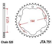 Γρανάζι JT Πίσω JTA751 36-38 Δόντια Αλουμινίου