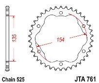 Rear sprocket JT JTA761 38 Teeth Aluminium