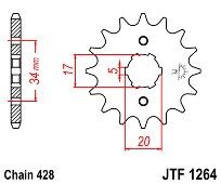 Γρανάζι εμπρόσθιο JT HONDA CBR125 R CBF-CBZ-CLR-XLR-XR125