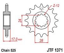 Γρανάζι εμπρόσθιο JT JTF1371.15 HONDA CB600 F-W X Y 1 2 3 4 5 6 Hornet CBF600 S-6 7 Cowl CBR600 F 3