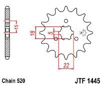 Front sprocket JT JTF1445.12SC KAWASAKI KX125 K1-K2-K5 L1-L2-L4