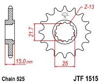 Γρανάζι εμπρόσθιο JT JTF1515.15 δόντια KAWASAKI ZX-6R (ZX600 F1-F3) Ninja