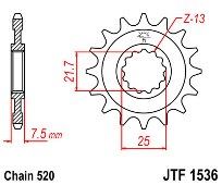 Front sprocket JT JTF1536.16 teeth KAWASAKI ZX-6R (07-12)