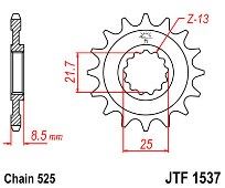 Γρανάζι εμπρόσθιο JT JTF1537.15 δόντια KAWASAKI Z1000 (03-12) ZX10R (07-12)