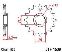 Front sprocket JT JTF1539.14 teeth KAWASAKI EX250 Ninja 250R