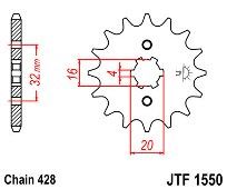 Front sprocket JT JTF1550.14 teeth YAMAHA WR 125R / YZF 125R
