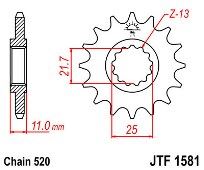 Front sprocket JT JTF1581.16 teeth YAMAHA YZF-R6 / R7 (520 Chain Conversion)