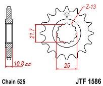 Front sprocket JT JTF1586.16 teeth YAMAHA YZF-R6 (06-12) / TDM850 (4TXL)