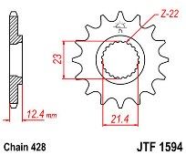 Front sprocket JT JTF1594.15 teeth YAMAHA XT250 (08-12) / YBR250