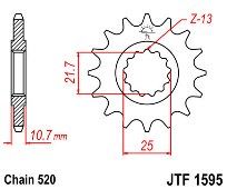 Front sprocket JT JTF1595.16 teeth YAMAHA XJ6 (09-12 Diversion ABS)