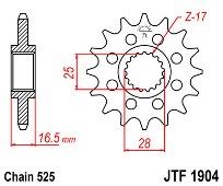 Front sprocket JT JTF1904.16 KTM 950 / 990 Adventure / RC8 1190