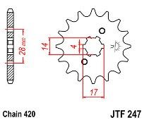 Γρανάζι εμπρόσθιο JT JTF247.13 δόντια HONDA C50 ACTIVE 50