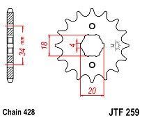 Front sprocket JT JTF259.14 Teeth HONDA CG125 / KYMCO 50-90KXR 90 MAXXER