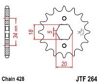 Γρανάζι εμπρόσθιο JT JTF264.14 Δόντια HONDA BAJA250 / KYMCO 125 / GILERA COUGAR125 / YAMAHA DT125