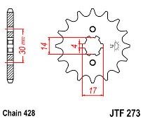 Front sprocket JT JTF273.14 teeth SUZUKI FL125 Address HONDA Supra 100