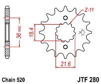 Front sprocket JT JTF280.13 AX 1 / NX250 / XL250 DEGREE