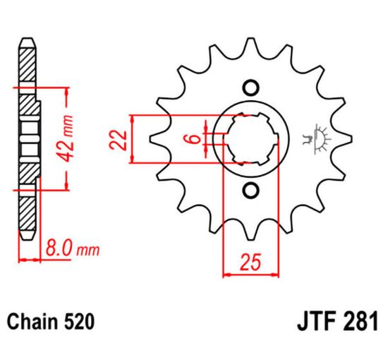 Γρανάζι εμπρόσθιο JT JTF281.14 δόντια XR600 XR600 R XL250 RC
