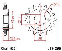 Front sprocket JT JTF296.15 teeth HONDA XLV400-600-650-700 V TRANSALP VT600 C SHADOW