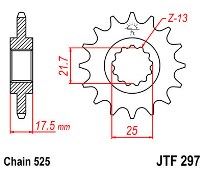 Front sprocket JT JTF297.14 teeth HONDA CB-1 CBR400 RR CB-CBF500 (525 )