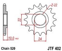 Γρανάζι JT Εμπρός JTF402 15 Δόντια APRILIA TUAREG 650 PEGASO BMW F650-GS-ST