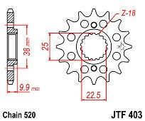 Γρανάζι JT Εμπρός JTF403 15 Δόντια BMW G450 X
