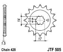 Front Sprocket JT JTF505 13-14-15 Teeth (Modenas 100 - 115 Kaze-R - KZR100)