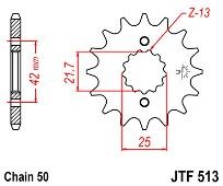 Γρανάζι JT Εμπρός JTF513 14-15-16-17-18 Δόντια (SUZUKI GSX600-R 750-1100-1300 GSF1250 KAWASAKI ZX600)