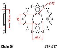 Γρανάζι JT Εμπρός JTF517 16-17-18 ΔΟΝΤΙΑ (KAWASAKI ZR1100 ZZ-R1100-1400 ZX-14-NINJA)