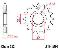 Γρανάζι JT Εμπρός JTF584 15-16-17 Δόντια YAMAHA YZF-R6-750-1000 THUNDER FZR 750-1000
