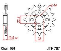 Γρανάζι JT Εμπρός JTF707 15 ΔΟΝΤΙΑ APRILIA 450-550 RXV-SXV