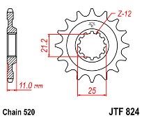 Front sprocket JT JTF1824 15 teeth Husqvarna 450 SMR 610-630 TE