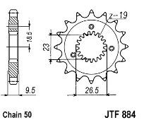 Γρανάζι JT Εμπρός JTF884 21 ΔΟΝΤΙΑ HARLEY DAVIDSON XLH883 Sportster XLH1200 Sportster