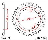 Rear sprocket JT R1340 43 Teeth