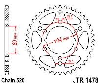 Γρανάζι πίσω JT JTR1478 42-43 Δόντια