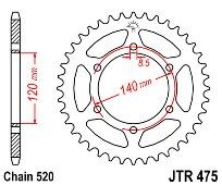 Rear sprocket JT JTR475 40-42-44 Teeth