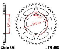 Rear sprocket JT JTR498 44-45-46 Teeth