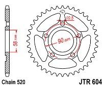 Γρανάζι JT Πίσω JTR604 44 Δόντια
