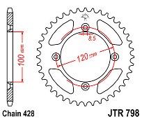 Rear sprocket JT JTR798 47 Teeth
