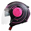 STR Tron Jet Helmet Black - Pink