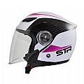 Jet Helmet STR Sporty White - Pink