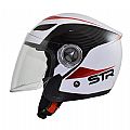 Jet Helmet STR Sporty White - Red