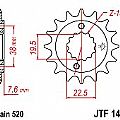 Γρανάζι εμπρόσθιο JT JTF1401 14 δόντια KAWASAKI KSF400 A1-A3 A6F Suzuki LT-Z400 K3/K4/K5/K6/K7/K8 Quadsport