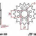 Γρανάζι εμπρόσθιο JT JTF1423.17 δόντια SUZUKI GSX-R1000 (K9/L0/L1 520 μετατ.)